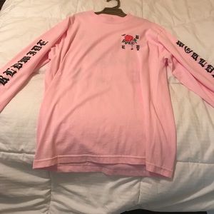 Obey pink long sleeve tee with roses